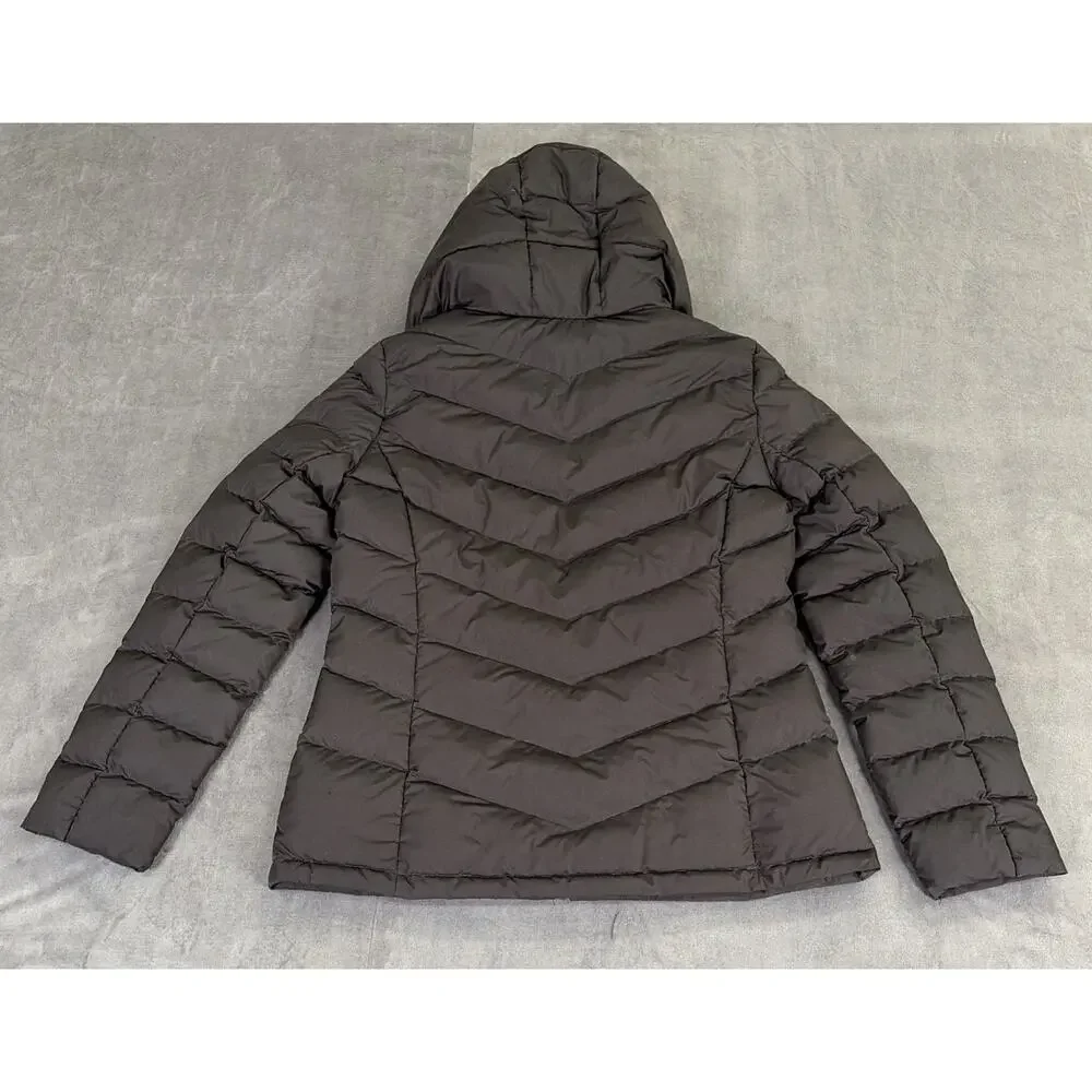 MICHAEL KORS Quilted Hooded Down Puffer Jacket Coat Size Medium Black Charity